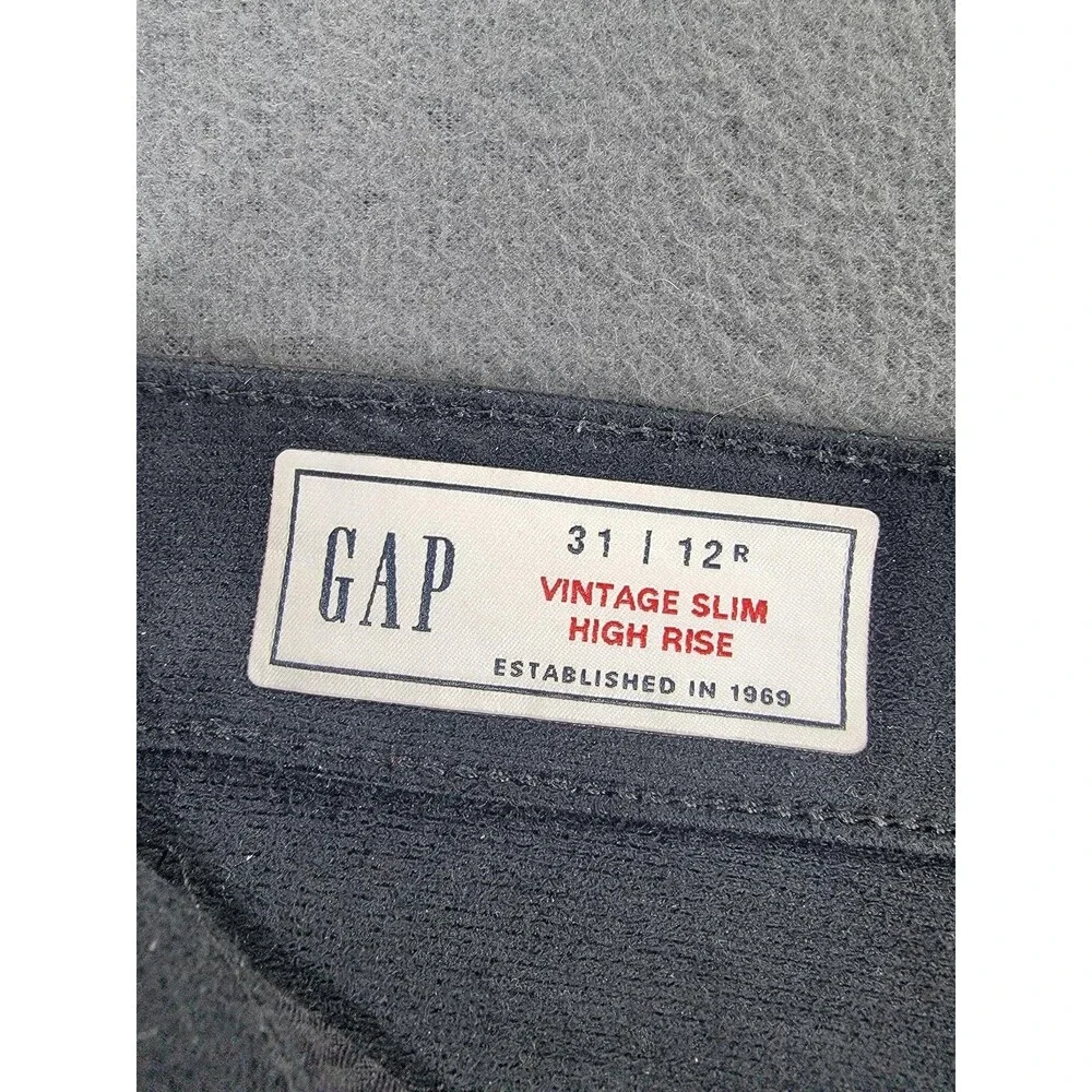 GAP Pants Womens 31 Black Vintage Slim High Rise Faux Leather Coated Modern - Picture 9 of 13